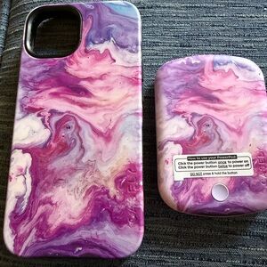 Purple Marble Phone Case and Power Bank Set for iPhone 13